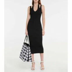 Alaïa Halterneck Ribbed Midi Dress