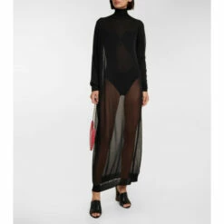 Alaïa Sheer High-neck Maxi Dress