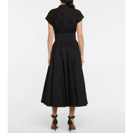 Alaïa Belted Cotton Poplin Midi Dress - Image 2