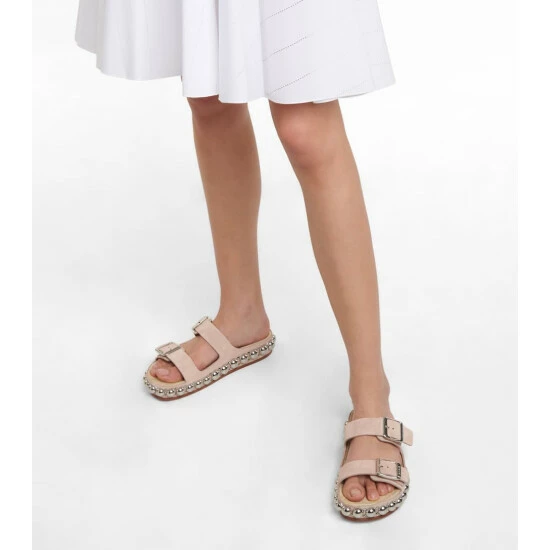 Alaïa Bombe Embellished Suede Slides - Image 3