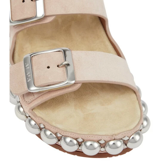 Alaïa Bombe Embellished Suede Slides - Image 5
