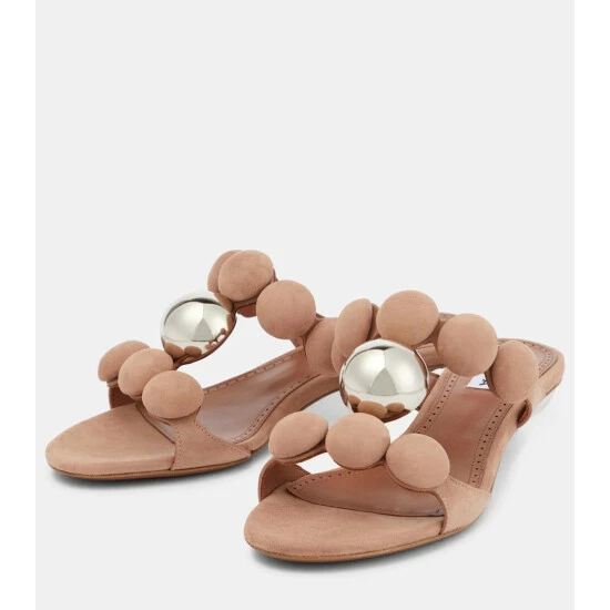 Alaïa Bombe Embellished Suede Sandals - Image 4