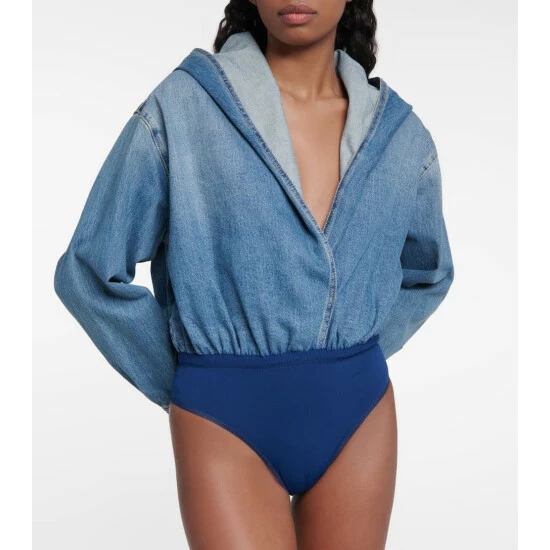Alaïa Hooded Denim Bodysuit - Image 3