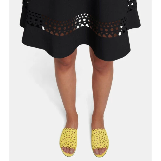 Alaïa Laser-cut Suede Sandals - Image 3