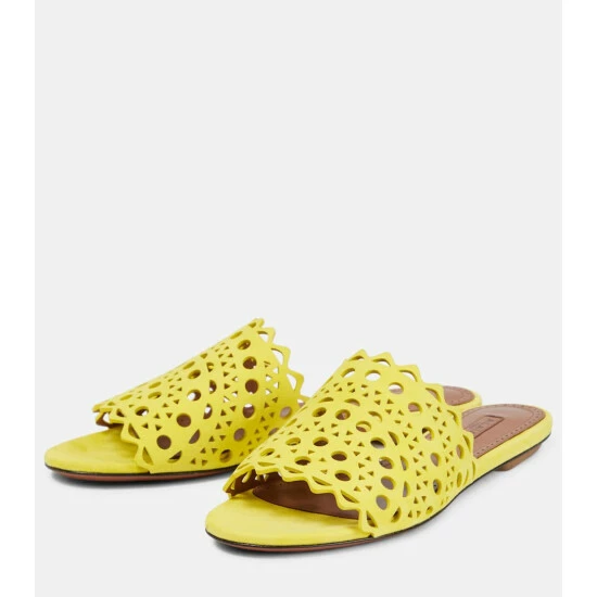 Alaïa Laser-cut Suede Sandals - Image 4