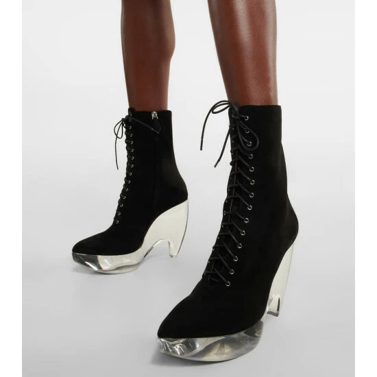 Alaïa Suede Lace-up Platform Boots - Image 3