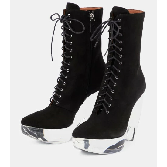 Alaïa Suede Lace-up Platform Boots - Image 4