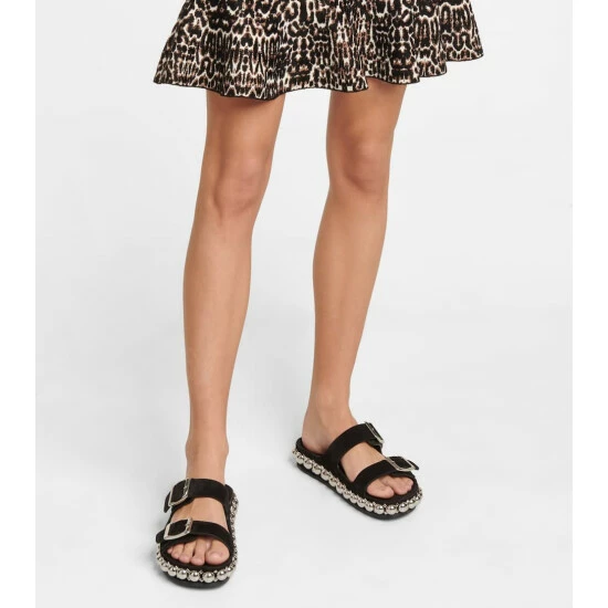 Alaïa Bombe Embellished Suede Slides - Image 3