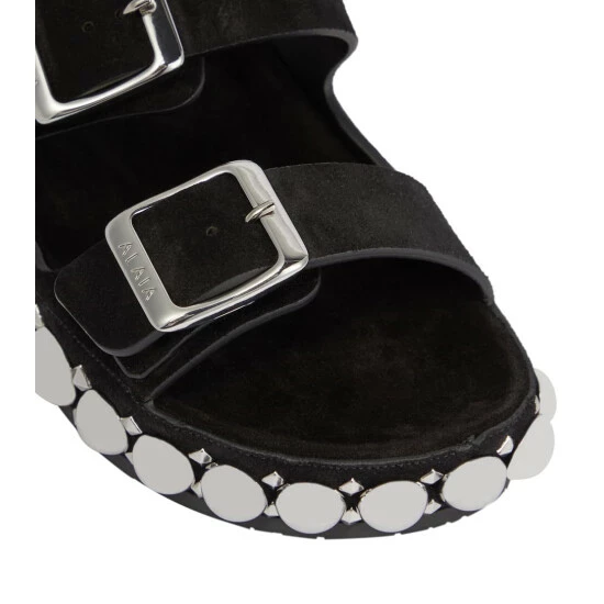 Alaïa Bombe Embellished Suede Slides - Image 5