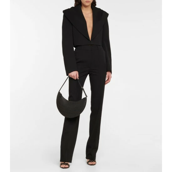 Alaïa Hooded Cropped Twill Blazer