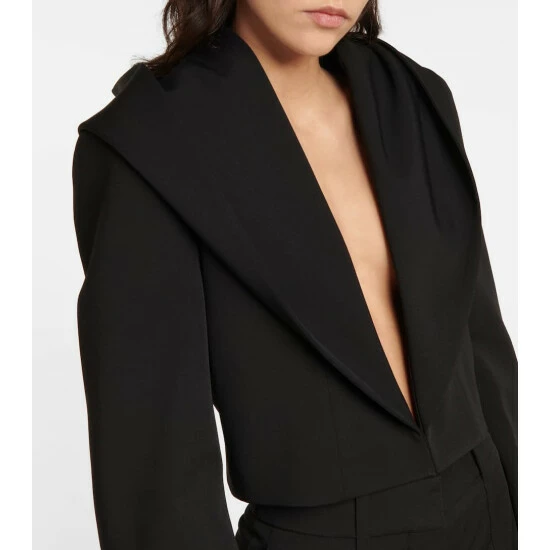 Alaïa Hooded Cropped Twill Blazer - Image 3