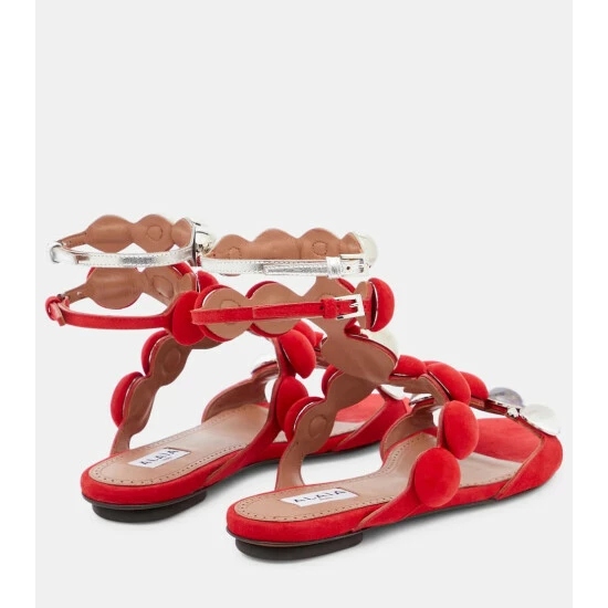 Alaïa Bombe Bijou Suede Sandals - Image 2
