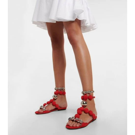 Alaïa Bombe Bijou Suede Sandals - Image 3