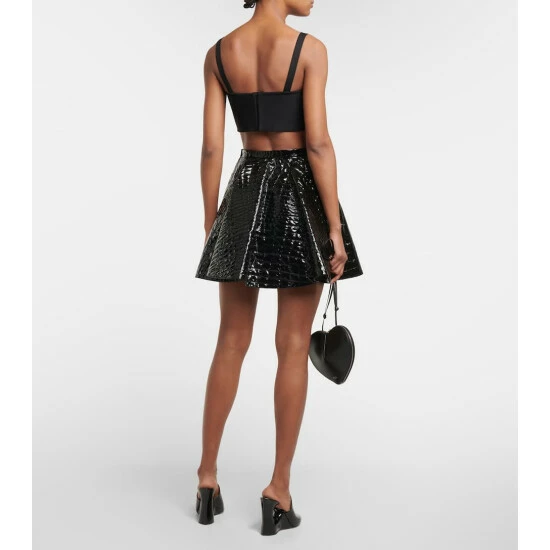 Alaïa Pleated Croc-effect Miniskirt - Image 2