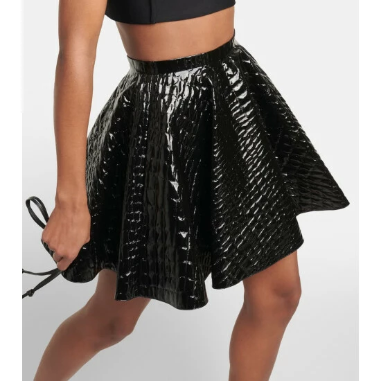 Alaïa Pleated Croc-effect Miniskirt - Image 3