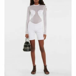 Alaïa Mesh-paneled Crêpe Jersey Playsuit