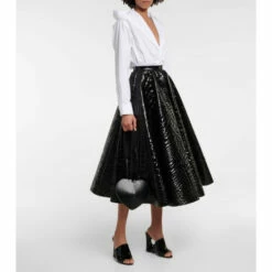 Alaïa Croc-effect Midi Skirt