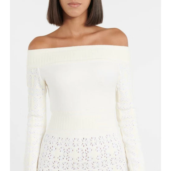 Alaïa Off-shoulder Velvet-trimmed Maxi Dress - Image 3