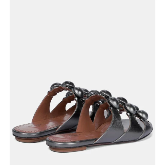 Alaïa Bombe Metallic Leather Sandals - Image 2