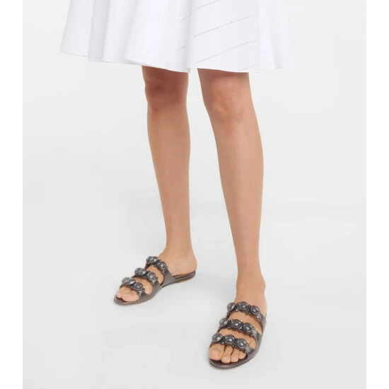 Alaïa Bombe Metallic Leather Sandals - Image 3