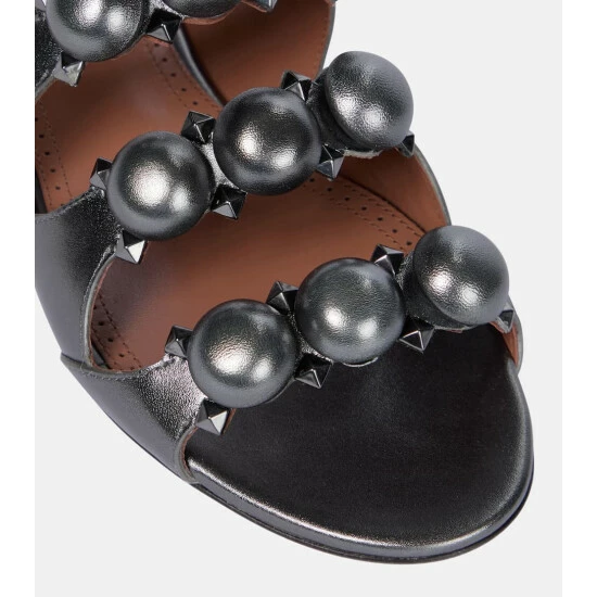 Alaïa Bombe Metallic Leather Sandals - Image 5