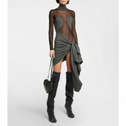 Alaïa Mesh And Wool Draped Minidress