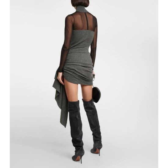 Alaïa Mesh And Wool Draped Minidress - Image 2
