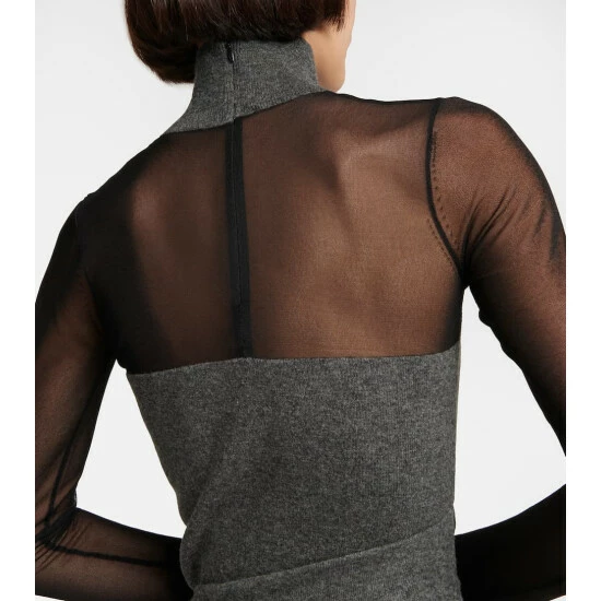 Alaïa Mesh And Wool Draped Minidress - Image 5