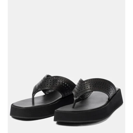 Alaïa Laser-cut Leather Thong Sandals - Image 4