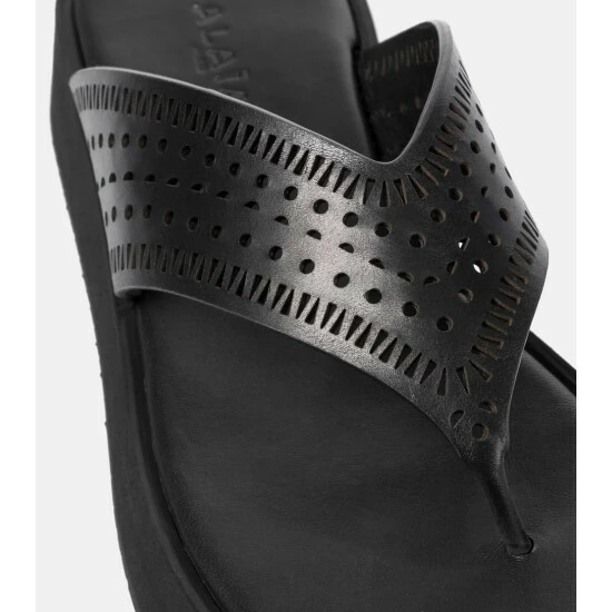 Alaïa Laser-cut Leather Thong Sandals - Image 5