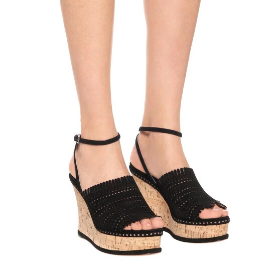 Alaïa Suede Wedge Sandals - Image 3