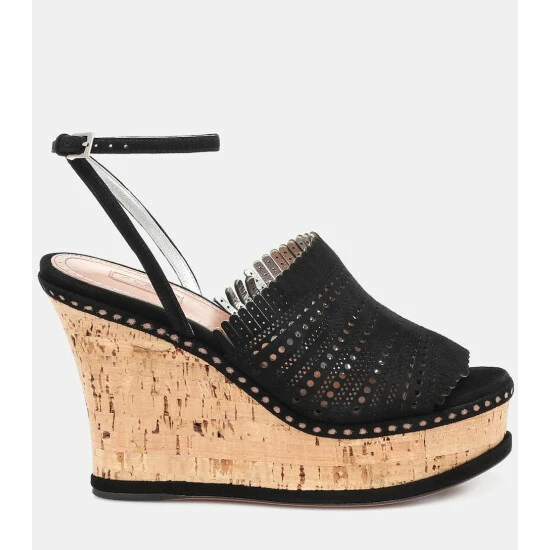 Alaïa Suede Wedge Sandals - Image 4