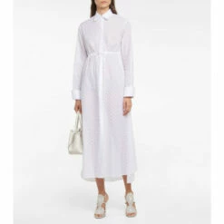 Alaïa Broderie Anglaise Cotton Midi Dress