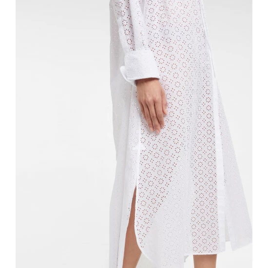 Alaïa Broderie Anglaise Cotton Midi Dress - Image 4