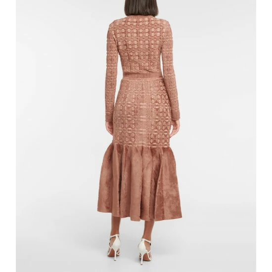 Alaïa Lace-trimmed Velvet Midi Skirt - Image 2