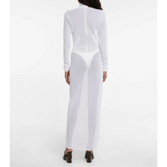 Alaïa Sheer Turtleneck Jersey Maxi Dress - Image 2