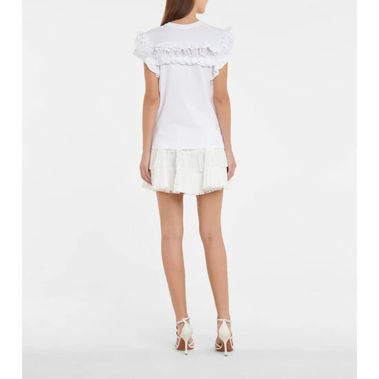 Alaïa Ruffle-trimmed Cotton T-shirt - Image 2