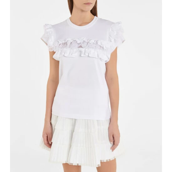 Alaïa Ruffle-trimmed Cotton T-shirt - Image 3