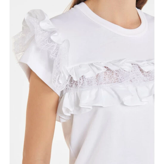 Alaïa Ruffle-trimmed Cotton T-shirt - Image 4