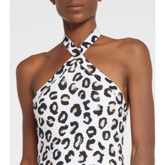 Alaïa Leopard-print Halterneck Swimsuit - Image 3