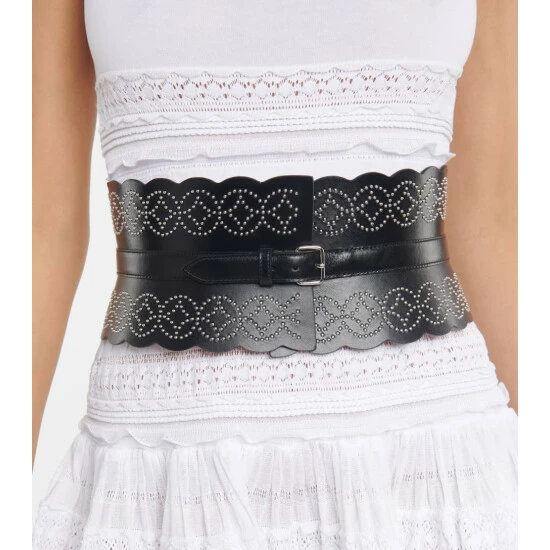 Alaïa Studded Wide Leather Belt