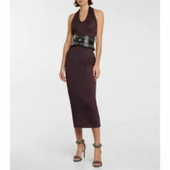 Alaïa Halterneck Knit Midi Dress