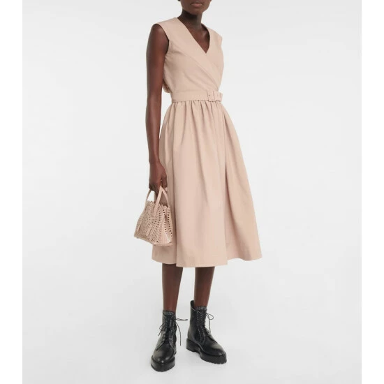 Alaïa Belted Cotton Midi Dress