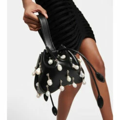 Alaïa Rose Marie Embellished Leather Clutch