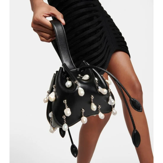 Alaïa Rose Marie Embellished Leather Clutch