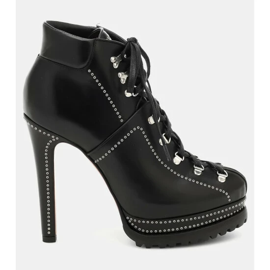 Alaïa Embellished Leather Platform Ankle Boots - Image 4