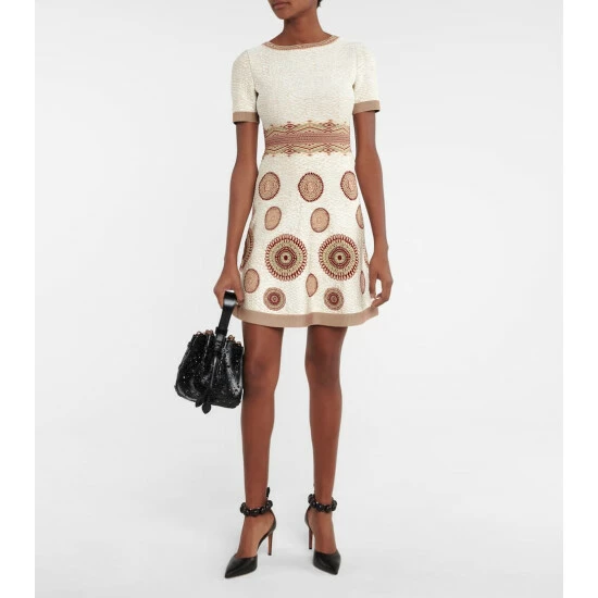 Alaïa Printed Stretch-knit Minidress
