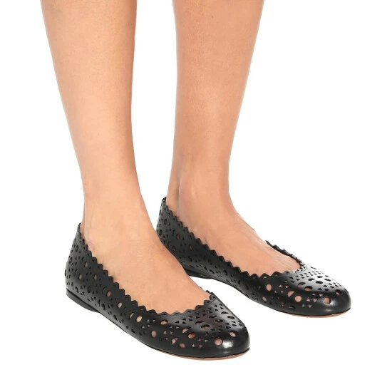 Alaïa Laser-cut Leather Ballet Flats - Image 3