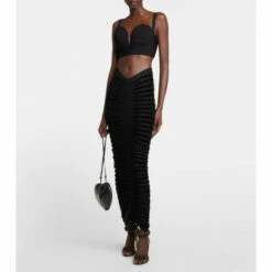 Alaïa 3D Skeleton Velvet Maxi Skirt