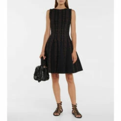 Alaïa Pleated Jacquard-knit Minidress